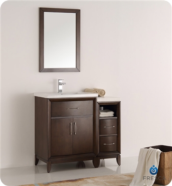 Fresca Cambridge 36" Antique Coffee Traditional Bathroom Vanity with Mirror