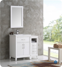 Fresca Cambridge 36" White Traditional Bathroom Vanity with Mirror