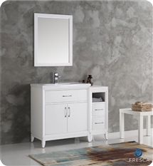 Fresca Cambridge 42" White Traditional Bathroom Vanity with Mirror