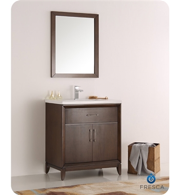 Fresca Cambridge 30" Antique Coffee Traditional Bathroom Vanity with Mirror