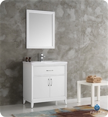 Fresca Cambridge 30" White Traditional Bathroom Vanity with Mirror