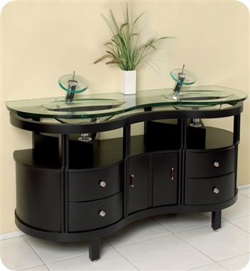 Fresca - Unico - Double Sink Bathroom Vanity w/ Tempered Glass Counter and Sink - FVN3331ES