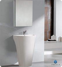 Fresca Parma White Pedestal Sink w/ Medicine Cabinet - Modern Bathroom Vanity