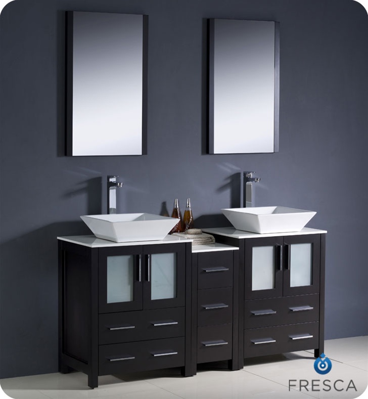 Bathroom Vanities Vanity Furniture Cabinets Rgm Fresca Torino 60 Espresso Modern Double Sink Bathroom Vanity W Side Cabinet Vessel