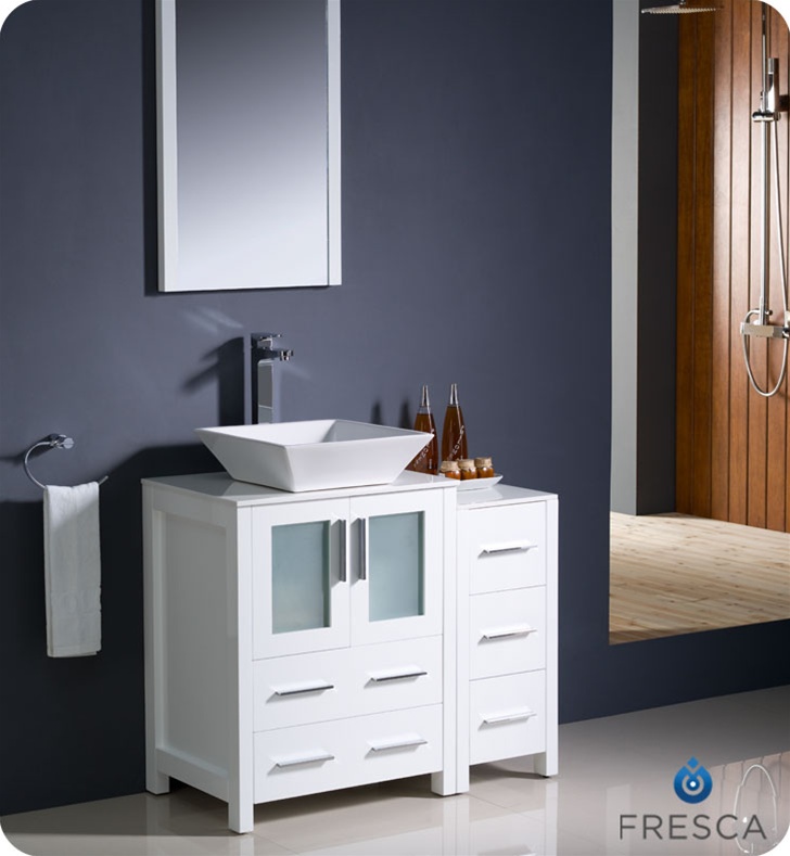 Bathroom Vanities Vanity Furniture Cabinets Rgm Fresca Torino 36 White Modern Bathroom Vanity W Side Cabinet Vessel Sink