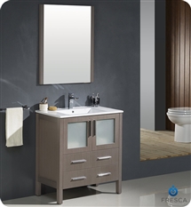 Fresca Torino 30" Gray Oak Modern Bathroom Vanity with Integrated Sink
