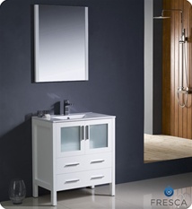 Fresca Torino 30" White Modern Bathroom Vanity w/ Integrated Sink