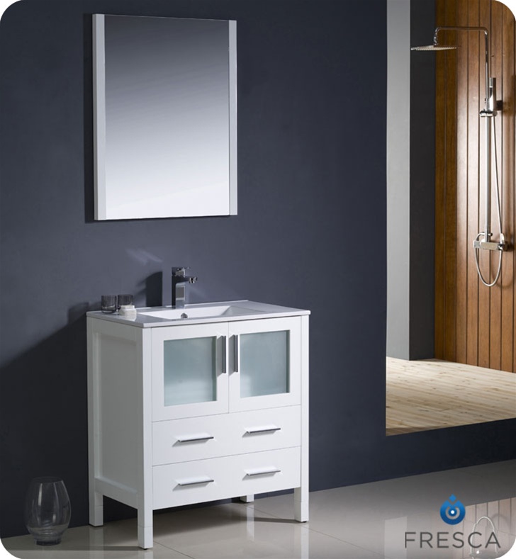 Bathroom Vanities Vanity Furniture Cabinets Rgm Fresca Torino 30 White Modern Bathroom Vanity W Integrated Sink