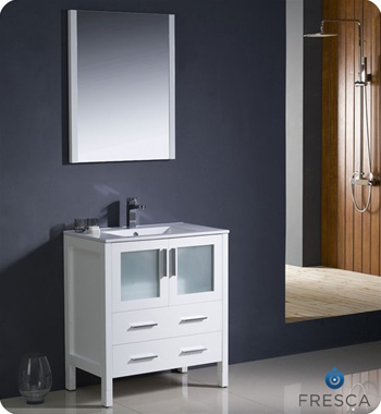 Fresca Torino 30" White Modern Bathroom Vanity w/ Integrated Sink