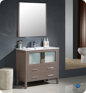 Fresca Torino 36" Gray Oak Modern Bathroom Vanity with Integrated Sink
