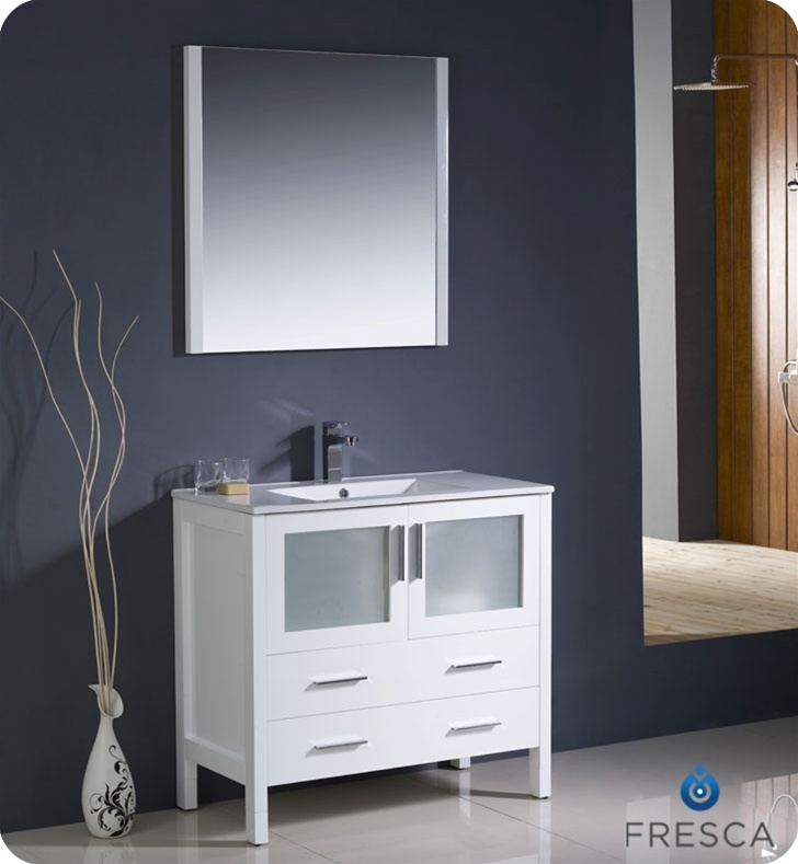 Bathroom Vanities Vanity Furniture Cabinets Rgm Fresca Torino 36 White Modern Bathroom Vanity W Integrated Sink