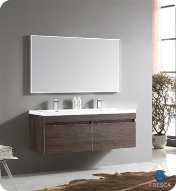 Fresca - Largo - (Gray Oak) Double Sink Bathroom Vanity w/ Wavy Sink - FVN8040GO
