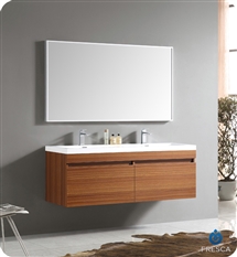 Fresca - Largo - (Teak) Double Sink Bathroom Vanity w/ Wavy Sink - FVN8040TK