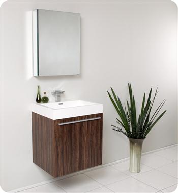 Fresca - Alto - (Walnut) Bathroom Vanity w/ Modern Faucet and Medicine Cabinet - FVN8058GW