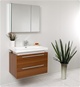 Fresca - Medio - (Teak) Bathroom Vanity w/ Two Drawers and White Acrylic Countertop - FVN8080TK