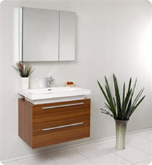 Fresca - Medio - (Teak) Bathroom Vanity w/ Two Drawers and White Acrylic Countertop - FVN8080TK