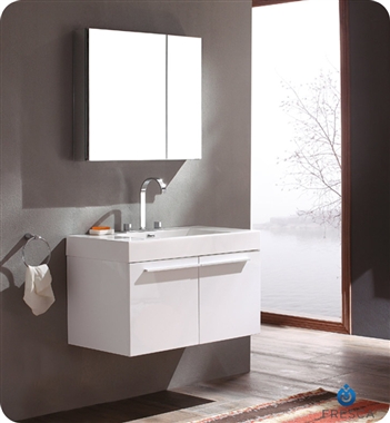 Fresca Vista White Modern Bathroom Vanity with Medicine Cabinet