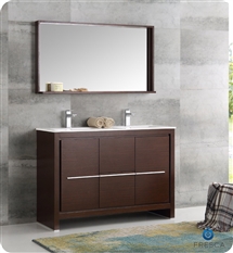 Fresca Allier 48" Modern Double Sink Bathroom Vanity - Wenge Brown