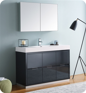 Fresca Valencia 48" Dark Slate Gray Free Standing Modern Bathroom Vanity with Medicine Cabinet