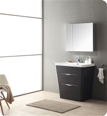 Fresca Milano 32" Chestnut Modern Bathroom Vanity w/ Medicine Cabinet
