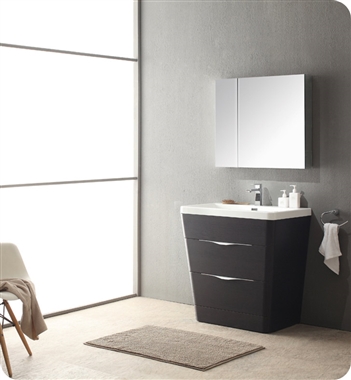 Fresca Milano 32" Chestnut Modern Bathroom Vanity w/ Medicine Cabinet