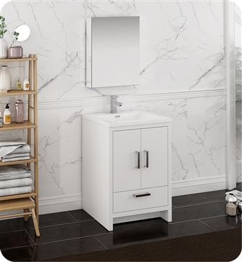 Fresca Imperia 24" Glossy White Free Standing Modern Bathroom Vanity with Medicine Cabinet